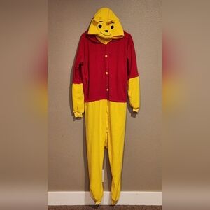Winnie The Pooh Bear Cozy Button-Up Onesie Costume Adult XL